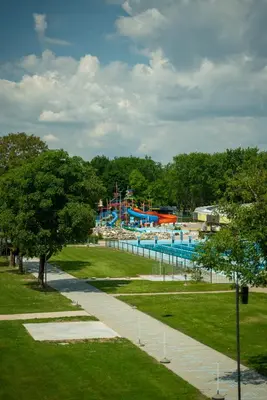 a water park with a water slide in the background at Apartment 47 Sara, Terme Čatež in Čatež ob Savi