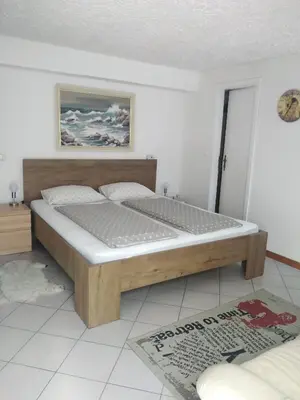 a bedroom with a large bed in a room at Apartments Irena in Kranjska Gora