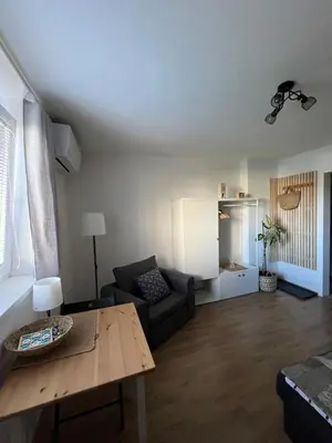 a living room with a couch and a table at Deteljica in Kočevje