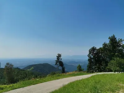 a road on the side of a hill at Apartment Lošč - Podbela in Breginj