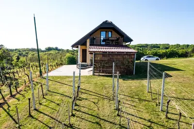 a small house in a field with a fence at APARTMA ENI in Moravske Toplice