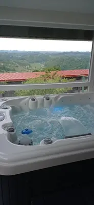 a jacuzzi tub in a room with a view at Apartment Gajsek in Zavrč