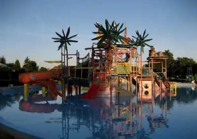 a water park with a playground in the water at Green Sky House in Mostec