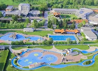 an aerial view of the resort at Green Sky House in Mostec