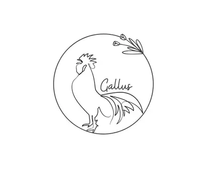 a sketch of a chicken in a circle on a white background at Apartment Gallus in Bled