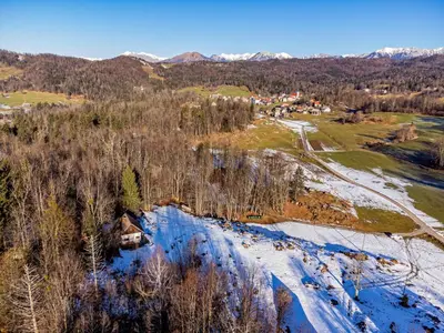 an aerial view of a village in the snow at Relax house AVUS with Sauna in Slappe dʼIdria