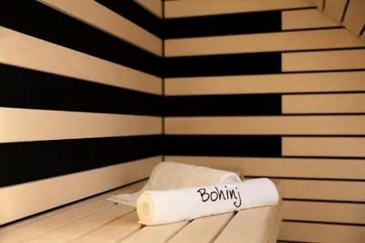 a roll of toilet paper sitting in a sauna at House Natura Triglav in Bohinj