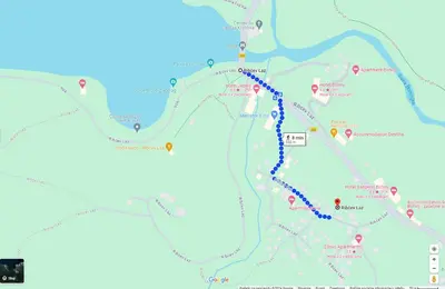 a map showing the route of a bike trail at House Natura Triglav in Bohinj