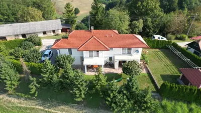 an aerial view of a house with a red roof at Haloze ForMe in Zavrč