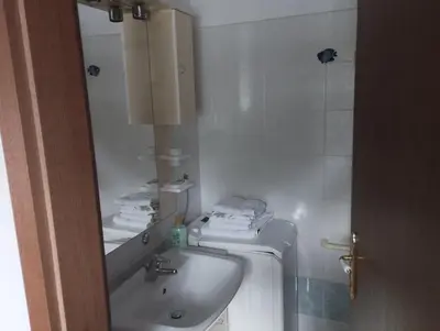 a bathroom with two toilets and a sink at Zala Apartment in Zgornje Škofije
