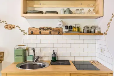 a kitchen with a sink and a counter top at Zelkonn House in Branik