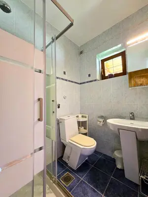 a bathroom with a toilet and a sink at Apartma Maln in Kobarid