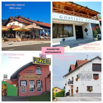 a collage of pictures of different buildings at RELAX HOUSE Kolpa view Podzemelj in Gradac
