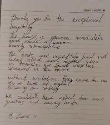 a letter written in black ink on white paper at Starling Loka in Škofja Loka