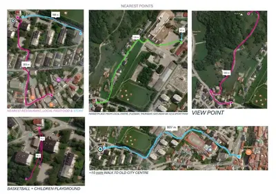 a group of four images of a map at Starling Loka in Škofja Loka