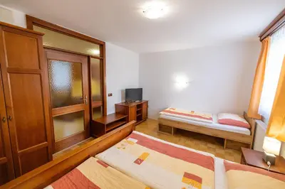 a small room with a bed and a window at Apartments Galunder in Veržej