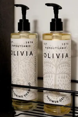 two bottles of oliveira sitting on a shelf at Superior Holiday Home Fortuna in Čatež ob Savi