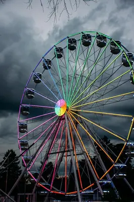 a large ferris wheel with a colorful at Superior Holiday Home Fortuna in Čatež ob Savi