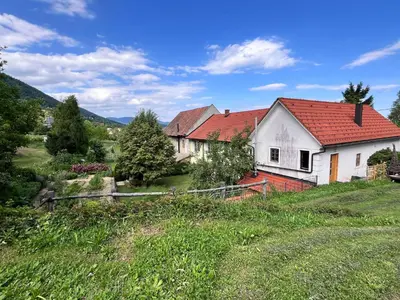 a house with a red roof on a green field at Vineyard cottage Kovačnica in Semič