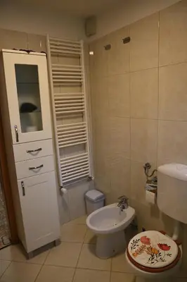 a small bathroom with a toilet and a sink at Apartma Pers in Zgornje Gorje