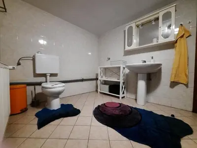 a bathroom with a toilet and a sink at Apartma Grlica in Selnica ob Muri