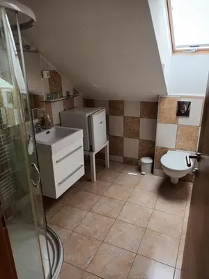 a small bathroom with a sink and a toilet at Posestvo Rožengrunt pri Miheliču in Lokavec