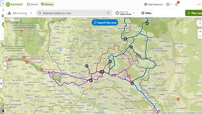 a map of a road with red and blue at Apartma Anci in Prosenjakovci