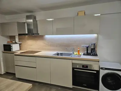 a kitchen with a sink and a dishwasher at Red Riding Hood in Ljubljana