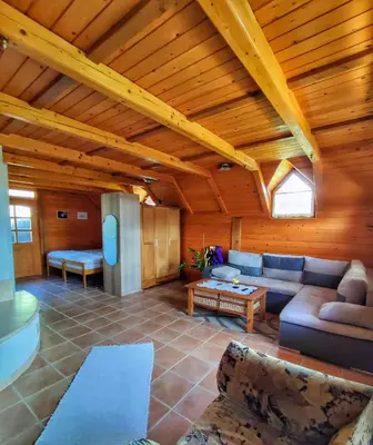 a living room with a couch and a table at Holiday home in Dolenjske Toplice - Kranjska (Krain) 51092 in Dolenjske Toplice