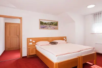 a bedroom with a bed in a room at Turistična kmetija Pri Marku in Žabnica