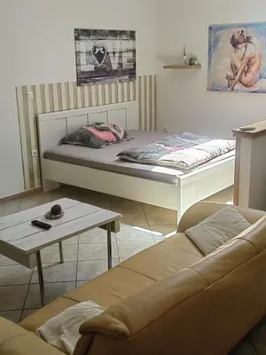 a living room with two beds and a couch at WoW sleeping in Miklavž na Dravskem Polju