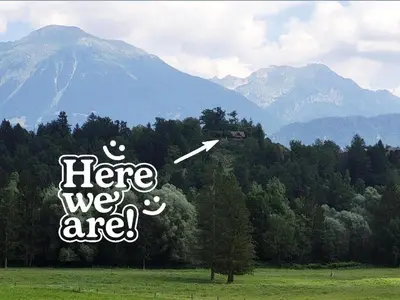 a frisbee flying in the air over a field with mountains at Hillside Cottage in Bled