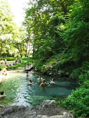 a group of people swimming in a river at Apartment Studio MY RESIDENCE in the city center in Ljubljana