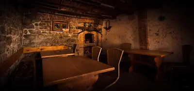 a dining room with a wooden table and chairs at Apartments Šuster in Stari Trg ob Kolpi