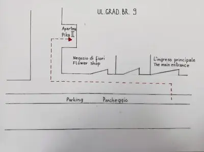 a block diagram of a flowchart of a house at apartma pika 2 in Nova Gorica