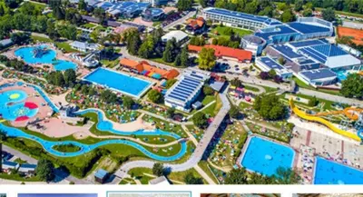 an aerial view of a resort with many pools at Hišica 6084 Terme Čatež in Mostec