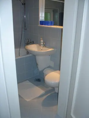 a bathroom with a sink and a toilet at VILA BREDA in Bled center in Bled