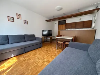 a living room with a couch and a table at Apartma Tine in Bovec