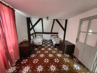 a bedroom with two beds in a room at Hiša Hortenzija Luče in Luče