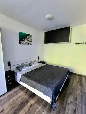 a bedroom with a large bed in a room at Central Ljubljana Apartment in Ljubljana