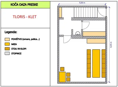 a floor plan of a house at Cottage Koča Oaza Preske in Jurklošter