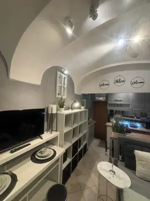 a large kitchen with two sinks in a room at Studio Old Town in Maribor
