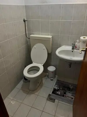 a bathroom with a toilet and a sink at Gaj pod brezami in Luče