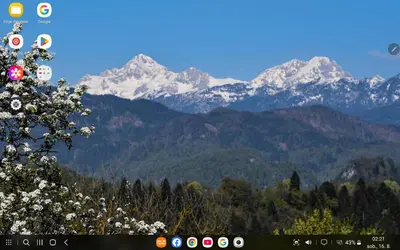 a view of a mountain range with snow capped mountains at Apartment MaLa in Bled