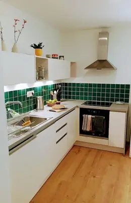 a kitchen with a sink and a stove at Apartma Discovering Slovenia in Luče