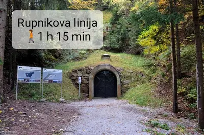 a sign that reads rupholga initiative with a tunnel at Tiny house in Žiri