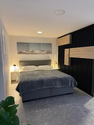 a bedroom with a large bed in a room at Suite Appartments Gregorčičeva in Ljubljana