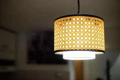 a close up of a lit up chandelier at Apartma Sejalec, Lesce - Bled in Lesce