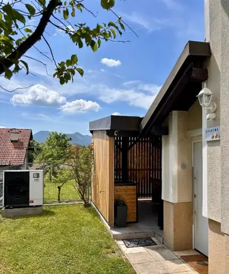 a view from the backyard of a house at Green Street Hideaway in Šempeter v Savinjski Dolini