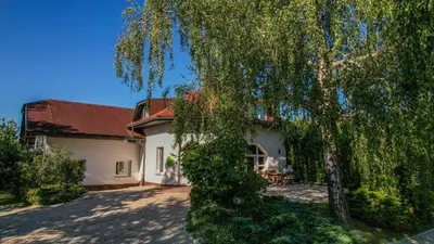a house with a tree in front of it at Brezov kot in Jesenice